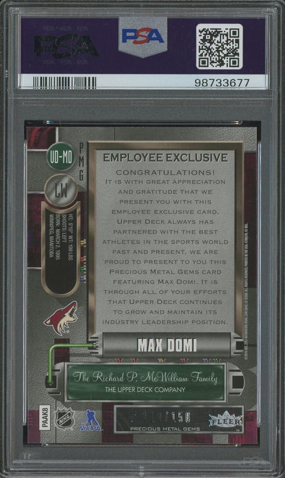 2015 Upper Deck Employee Exclusive Precious Metal-Purple Max Domi #UD-MD PSA 8