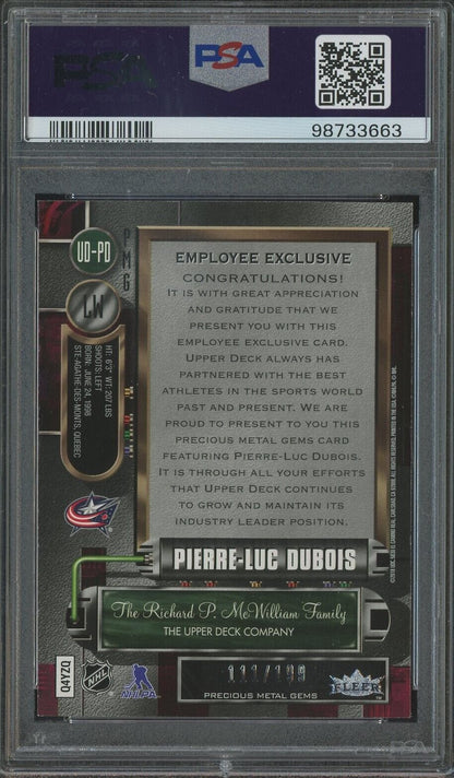 2017 Upper Deck Employee Exclusive Precious Metal-Purple Pierre-Luc Dubois PSA