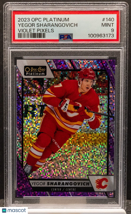 3173 Yegor Sharangovich 2023 OPC Platinum 140 Violet Pixels 140/299 PSA - /299