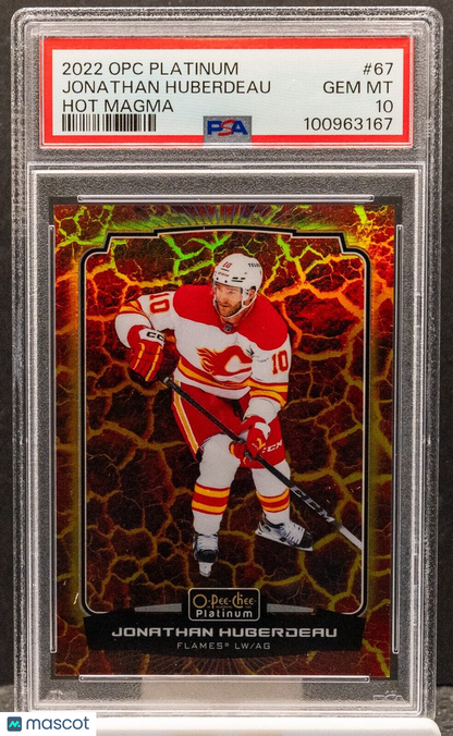 100963167 Jonathan Huberdeau 2022 O-Pee-Chee Platinum Hot Magma 189/499 PSA 10