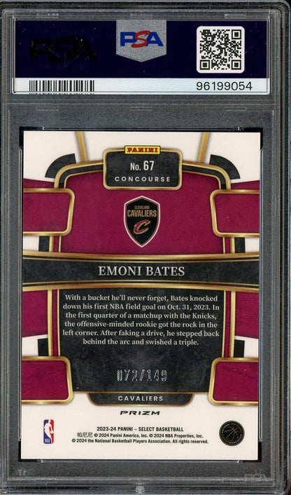2023 Select White Prizm #67 Emoni Bates Cavaliers RC ROOKIE - /149 PSA 10 - /149