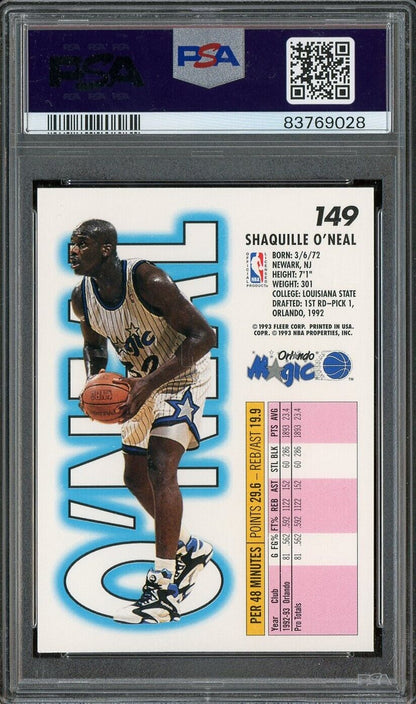1993 Fleer #149 Shaquille O'Neal Orlando Magic HOF PSA 7 NM