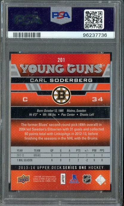 2013 Upper Deck Hockey Young Guns #201 Carl Soderberg RC Rookie PSA 9 ROOKIE