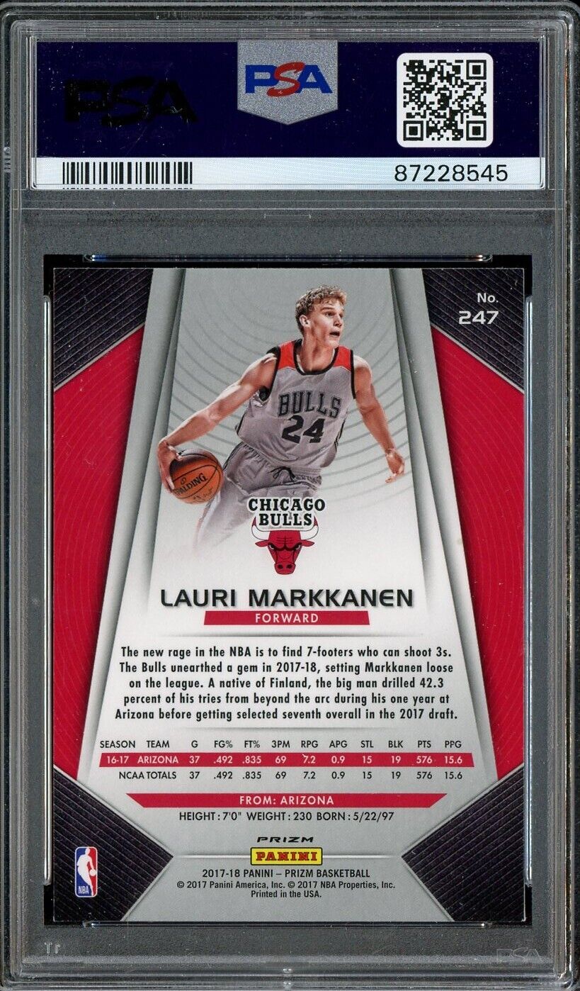 2017 Panini Ruby Wave Prizm #247 Lauri Markkanen Bulls ROOKIE - PSA 9 - ROOKIE