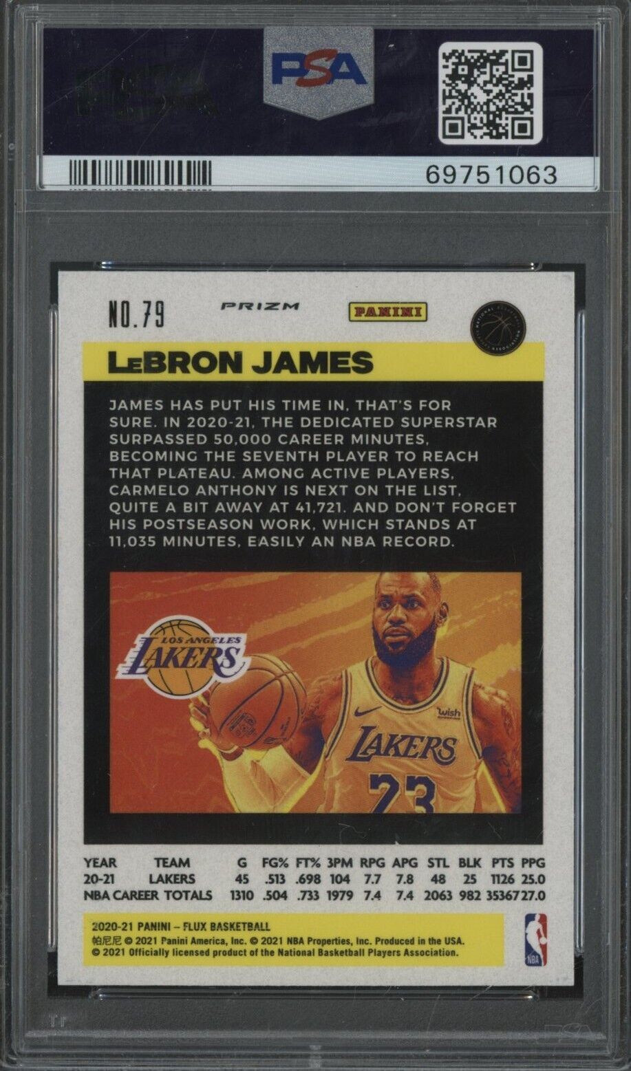 2020 Panini Flux LeBron James #79 Fanatics Green Cracked Ice PSA 9