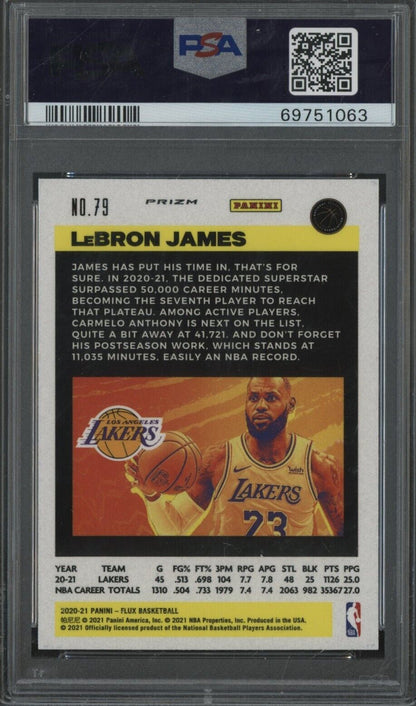 2020 Panini Flux LeBron James #79 Fanatics Green Cracked Ice PSA 9
