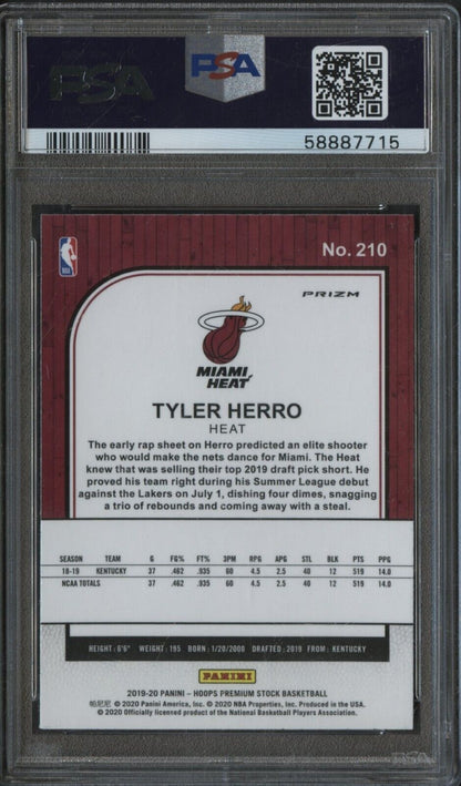 2019 Hoops Premium Stock SP Flash #210 Tyler Herro Heat RC - ROOKIE - PSA 9