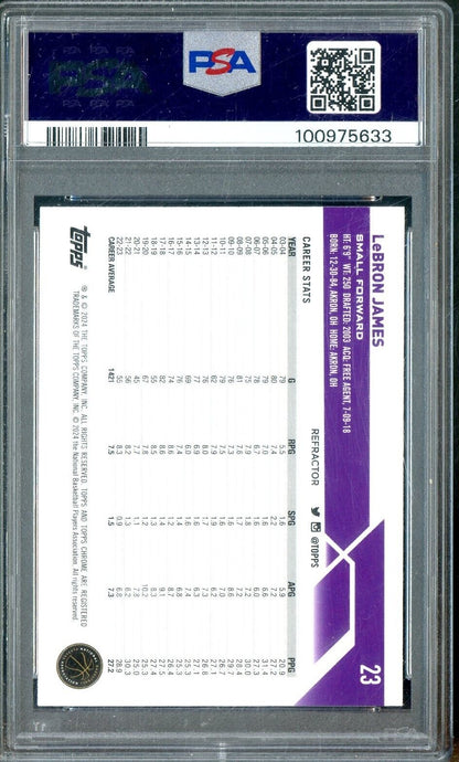 2023 Topps Chrome Refractor #23 LeBron James Los Angeles Lakers PSA 6 EX-MT