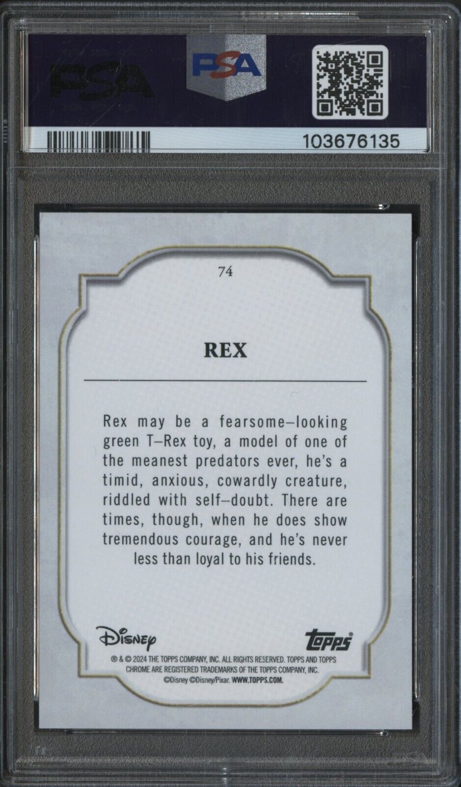 2024 Disney Sapphire #74 Rex PSA 8 NM-MT