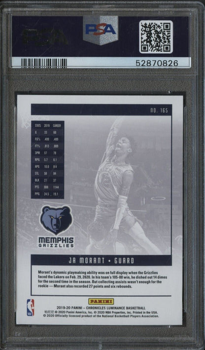 2019 Panini Chronicles #165 Ja Morant Memphis Grizzlies RC Rookie PSA 9 MINT