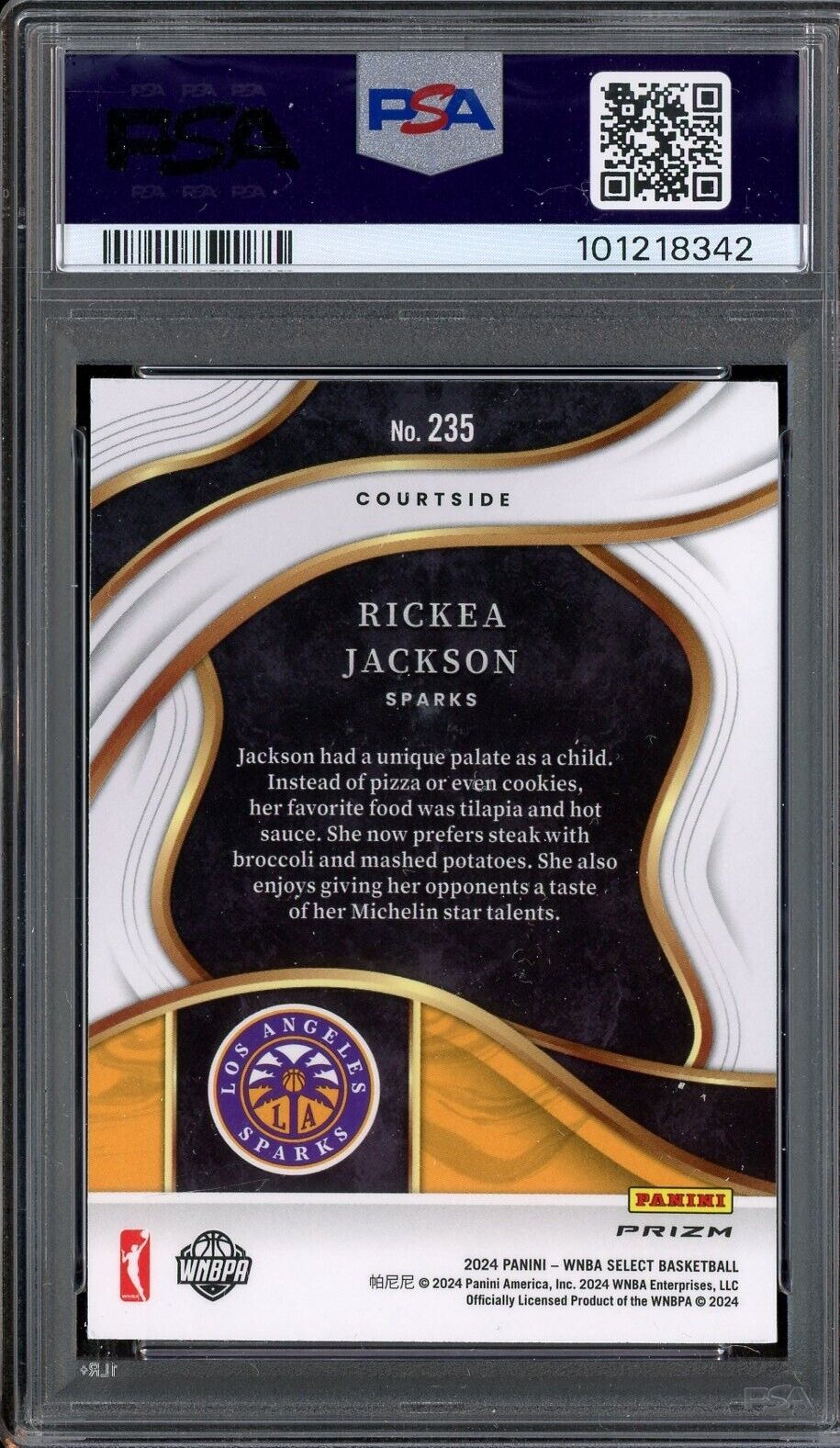 2024 Select WNBA Red Ice Prizm #235 Rickea Jackson RC Rookie PSA 9 ROOKIE