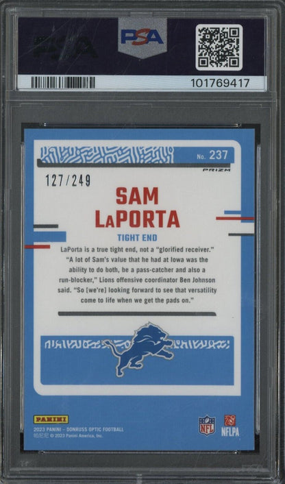 2023 Panini Donruss Optic Sam Laporta #237 Orange /249 ROOKIE - PSA /249