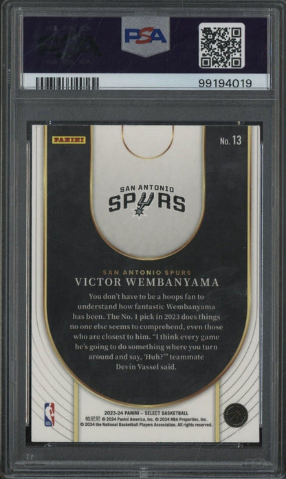 2023 Select Neon Icon #13 Victor Wembanyama Spurs RC Rookie PSA 9 MINT