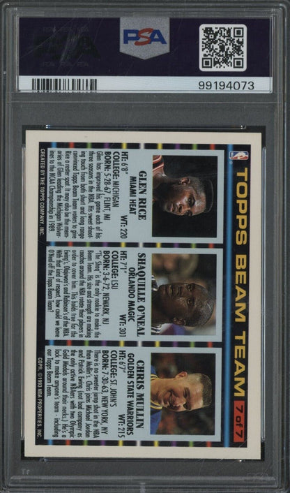 1992 Topps Beam Team Gold Glen Rice Shaquille O'Neal Chris Mullin #7 PSA