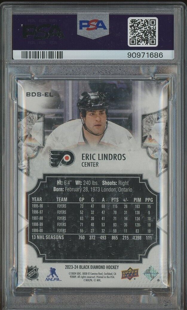 2023 Black Diamond Hockey Red Eric Lindros Flyers HOF 59/75 - PSA 9 - /75