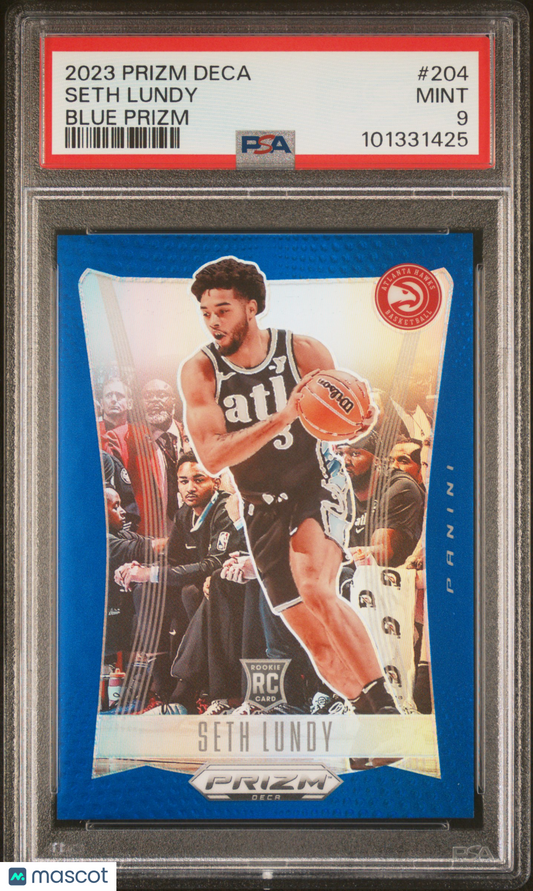 2023 Panini Blue Prizm Deca #204 Seth Lundy Hawks RC Rookie 40/149 PSA 9 /149