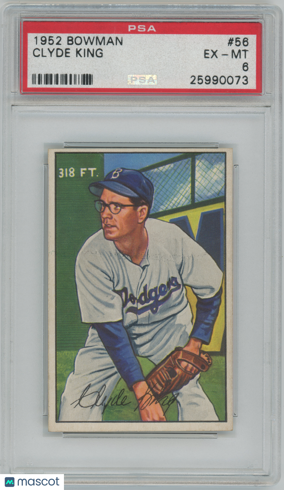 1952 Bowman MLB Baseball - Clyde King #56 - PSA 6