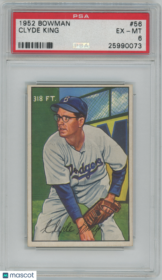1952 Bowman MLB Baseball - Clyde King #56 - PSA 6