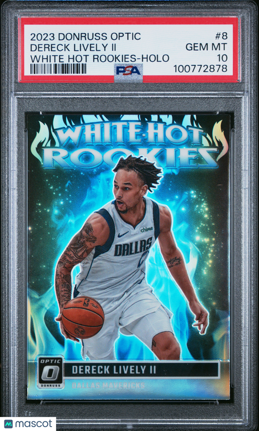 2023 Donruss Optic - White Hot Rookies Holo - Dereck Lively II - ROOKIE - PSA 10
