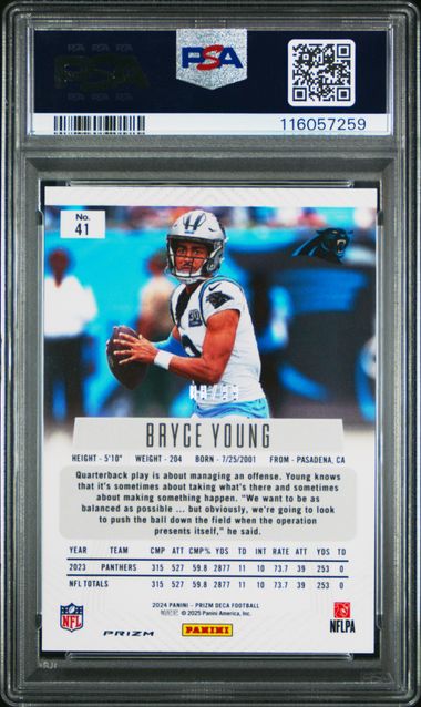 2024 Panini Prizm DECA NFL - Bryce Young -  Purple Prizm /99 - PSA - Purple /99