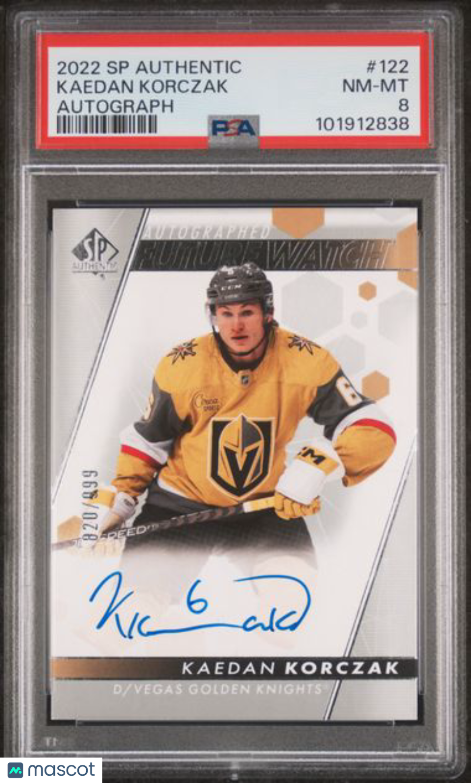 2022 SP Authentic - Kaedan Korczak #122 - FWA - Future Watch - ROOKIE AUTO - PSA