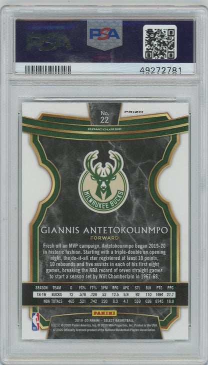 2019 Panini Select Giannis Antetokounmpo #22 Tri Color Prizm PSA 10
