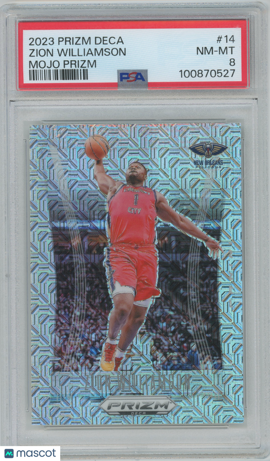 2023 Panini Deca Mojo Prizm #14 Zion Williamson Pelicans 16/25 PSA 8 NM-MT /25