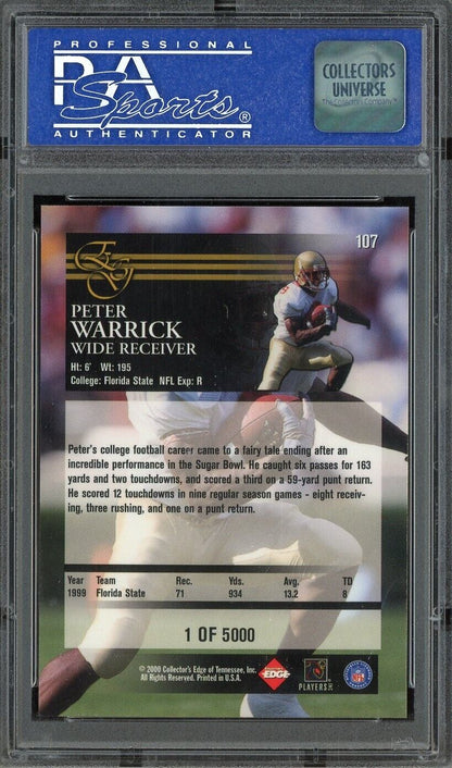 2000 Collector's Edge Graded Uncirculated - Peter Warrick ROOKIE - PSA 10 /5000