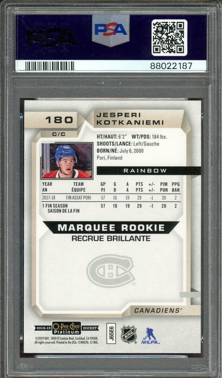 2018 O-Pee-Chee Platinum Hockey Rainbow #180 Jesperi Kotkaniemi - ROOKIE PSA 10