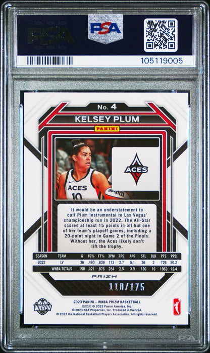 2023 Panini Prizm WNBA - Kelsey Plum #4 - Blue Prizm /175 - PSA 10