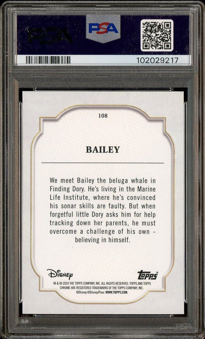 2024 Topps Chrome Disney Purple Refractor #108 Bailey /199 PSA 9 MINT - /199
