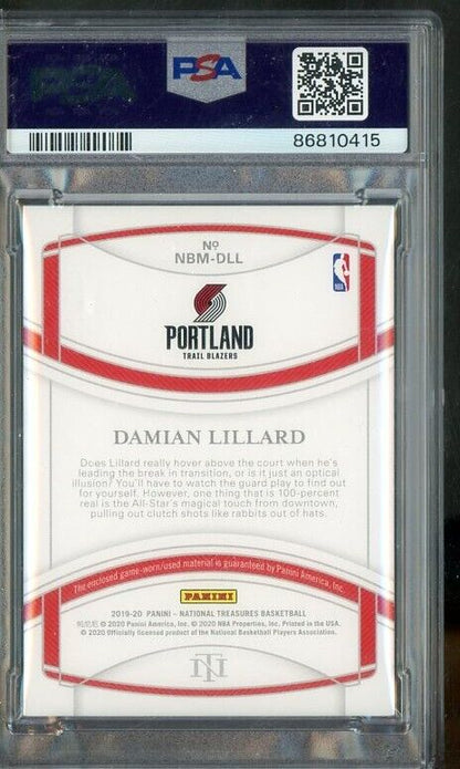 2019 Panini Natl Treasures Damian Lillard All-NBA Materials - 62/99 PSA - /99