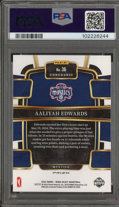 2024 Select WNBA Pink Ice #36 Aaliyah Edwards Mystics RC Rookie PSA 8 - ROOKIE
