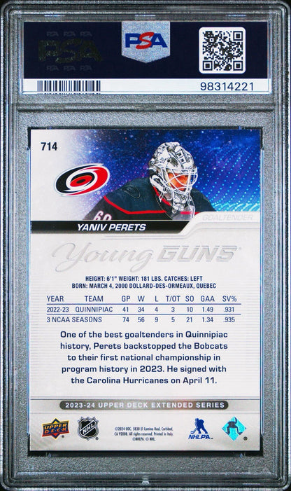 2023-24 Upper Deck - Yaniv Perets #714 - Young Guns ROOKIE - PSA - YG Rookie