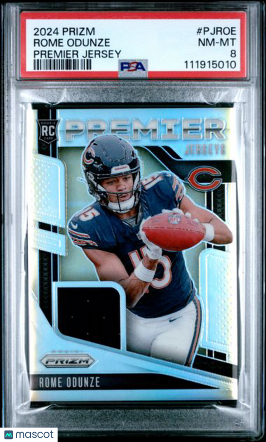 2024 Panini - Silver Prizm - Rome Odunze - Bears ROOKIE - Premier Jersey - PSA 8