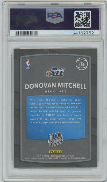 2017 Panini Donruss Optic - Donovan Mitchell #188 - Red/Yellow - PSA 9