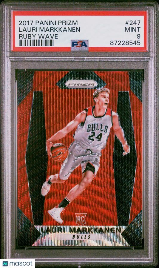 2017 Panini Ruby Wave Prizm #247 Lauri Markkanen Bulls ROOKIE - PSA 9 - ROOKIE