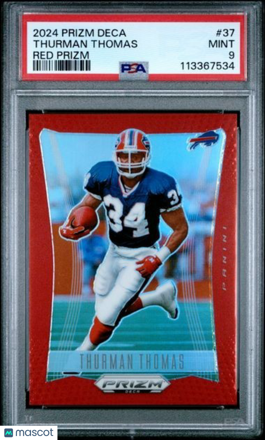 2024 Panini Prizm DECA - Thurman Thomas #37 - Red /199 - HOFer - PSA - RED /199