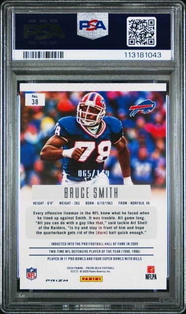 2024 Panini Prizm DECA - Bruce Smith #38 - Blue /149 - HOFer - PSA - BLUE /149