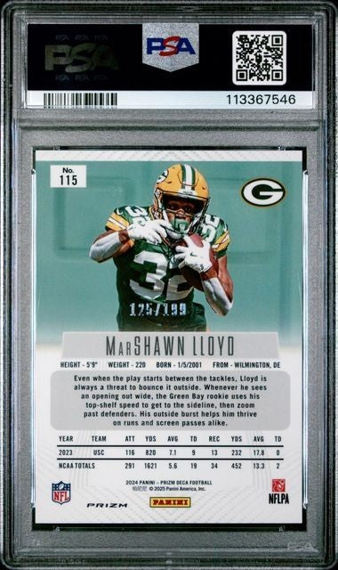 2024 Panini Prizm DECA - Marshawn Lloyd - Red /199 - ROOKIE - PSA - RED /199