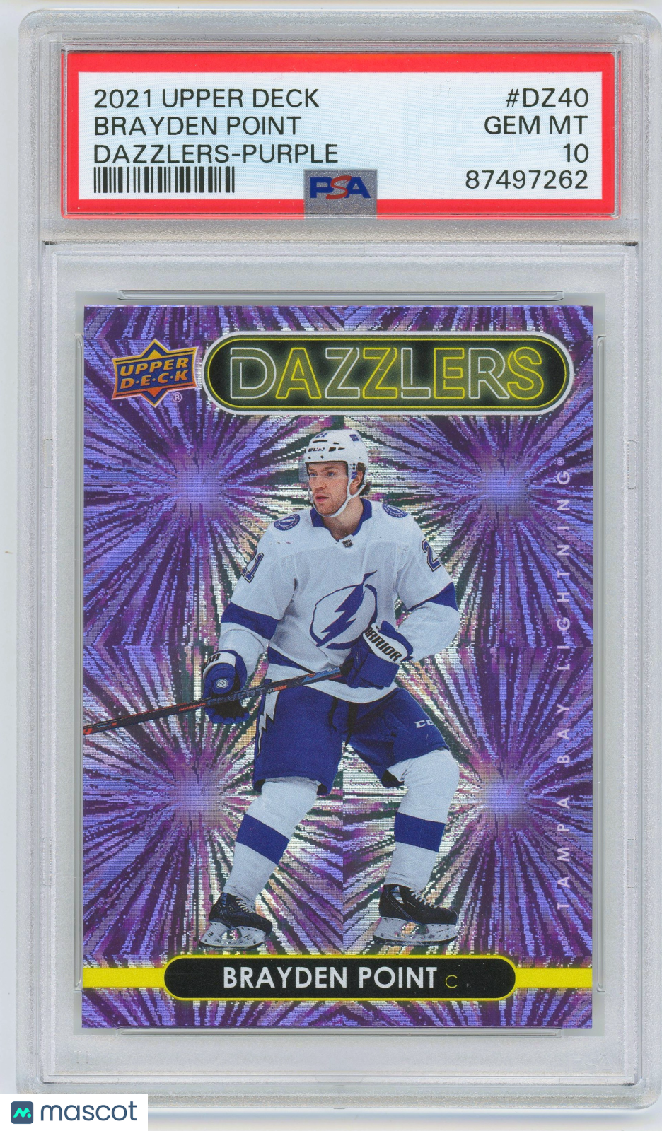 2021 UD Hockey Dazzlers Purple #DZ40 Brayden Point Lightning PSA 10 GEM MINT
