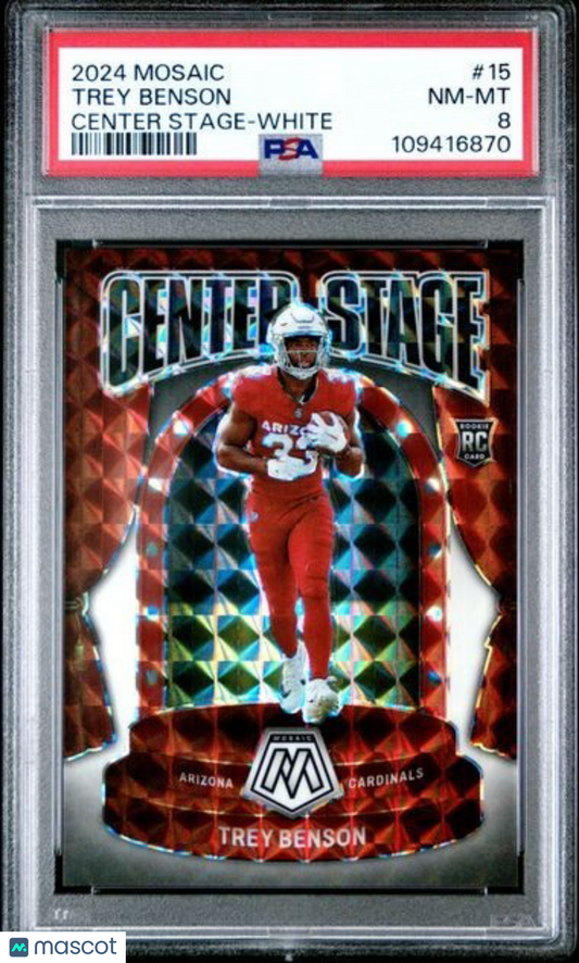 2024 Panini Mosaic - Trey Benson - Center Stage White /25 - ROOKIE - PSA - /25