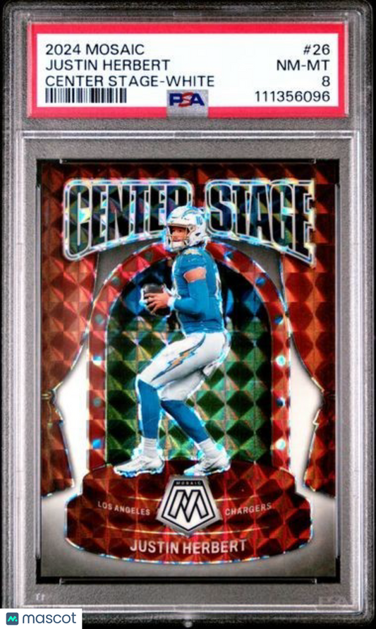 2024 Panini Mosaic - Justin Herbert - Center Stage White /25 - PSA - /25