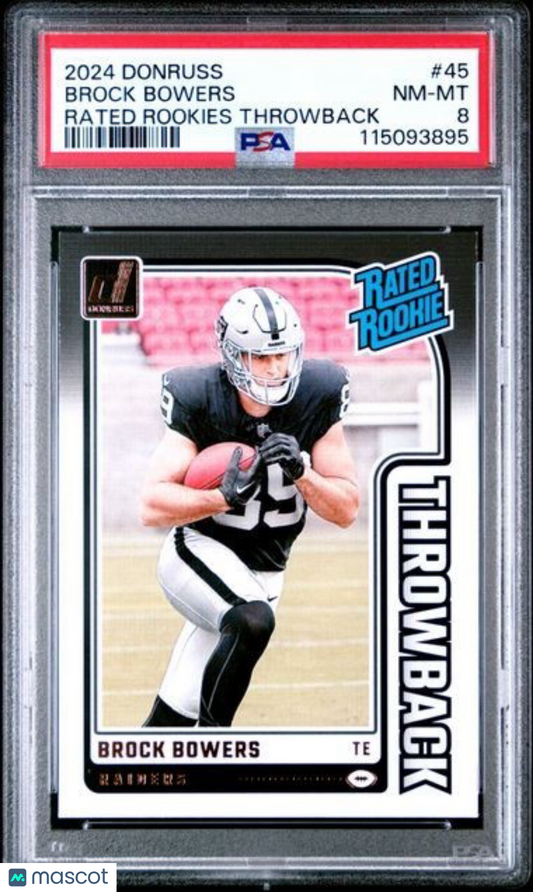 2024 Donruss- Brock Bowers - Rated Rookies Throwback #45 - ROOKIE - PSA - ROOKIE