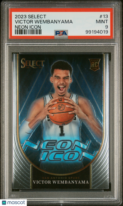 2023 Select Neon Icon #13 Victor Wembanyama Spurs RC Rookie PSA 9 MINT