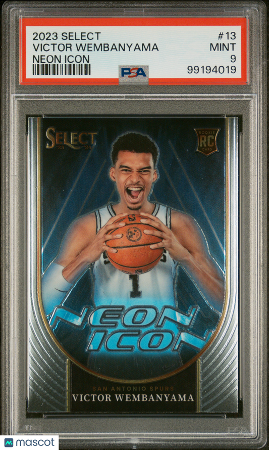 2023 Select Neon Icon #13 Victor Wembanyama Spurs RC Rookie PSA 9 MINT