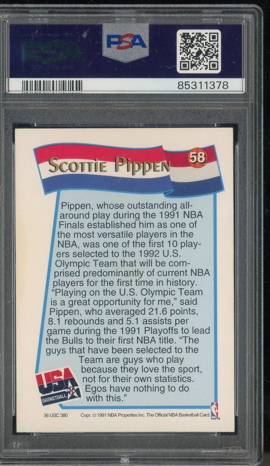 1991 Hoops McDonald's -  Scottie Pippen - 1992 USA BASKETBALL - PSA - DREAM TEAM
