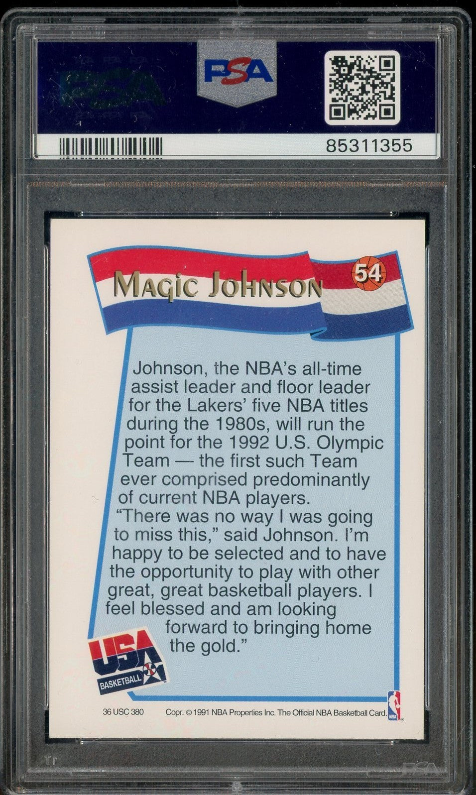 1991 Hoops McDonald's - Magic Johnson - 1992 USA BASKETBALL - PSA - DREAM TEAM