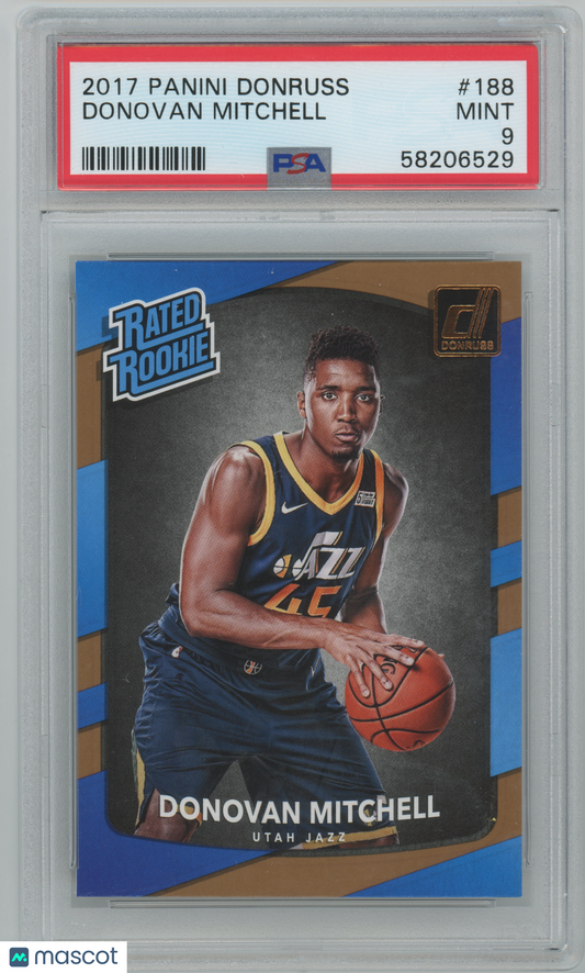2017 Panini Donruss #188 - Donovan Mitchell - Jazz ROOKIE - Rated Rookie - PSA