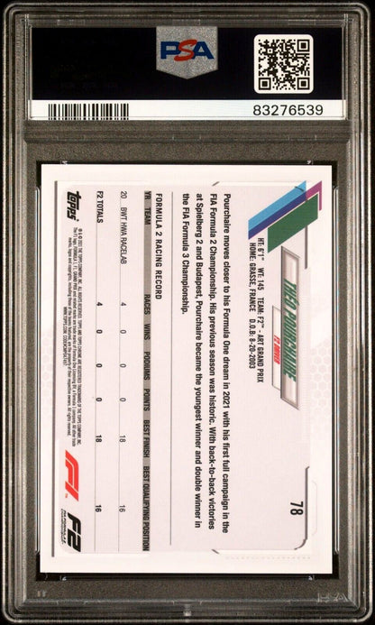 2021 Topps Chrome F1 - Theo Pourchaire #78 - Purple/Green REFRACTOR - PSA 10